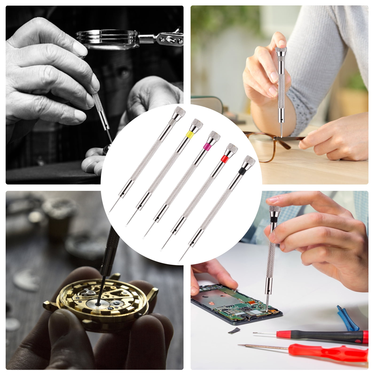 Pack of 5 Stainless Steel Screwdriver Small Screw Driver Screw Driver Industrial Repairing Home Industrial Computer Watch Glasses Repair Hand Tools Accessories
