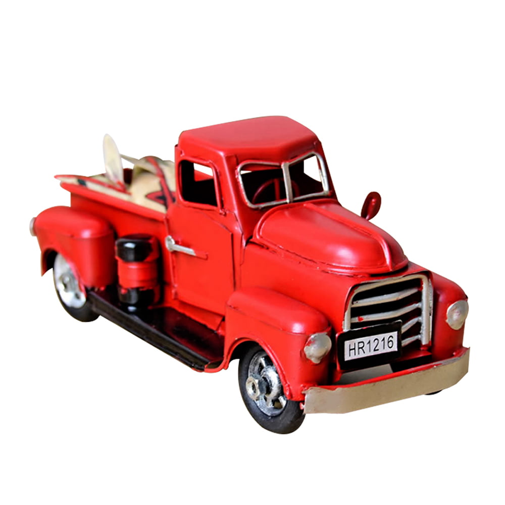 Pickup Truck Christmas Tree Vintage Metal Classic Rustic Home Office Decor Red 