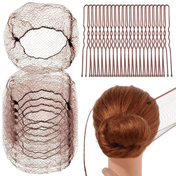 Hair Nets for Buns, 20 Invisible Nets with 50 U-Shaped Hair Pins for Ballet Buns and Dance Hairstyles