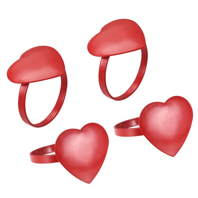 Anillos de Servilleta de Metal Unique Bargains 4uds Corazón Rojo