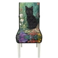 thumbnail image 7 of TSOVTHRID Black Cat Floral Print Quilted Dining Room Chair Covers Stretchy Chair Cushion Slipcovers with Detachable Strap Soft Seat Cushion Covers for Kitchen, Set of 1, 7 of 7