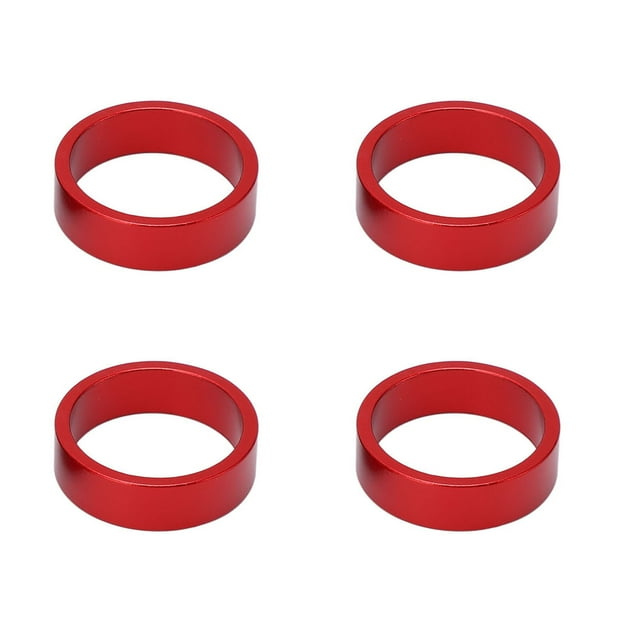 Bicycle Headset Pads, Front Fork Stem Spacers Aluminium Alloy Lightweight High Strength Strong Simple Installation 4 Pcs For Road Bike For Mountain Bike Red