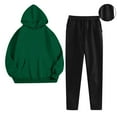 thumbnail image 2 of HAPIMO Two Piece Outfits for Women Hooded Sweatshirts Casual Long Sleeve Pullover Tops Drawstring Straight Leg Sweatpants Tracksuit Sets Green L, 2 of 6