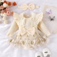thumbnail image 6 of Newborn Baby Girl Lace Romper Dress Embroidery Butterfly Long Sleeve Ruffle Mesh Tutu Dress 3 6 12 18 Months Cute Jumpsuits with Headband, 6 of 9