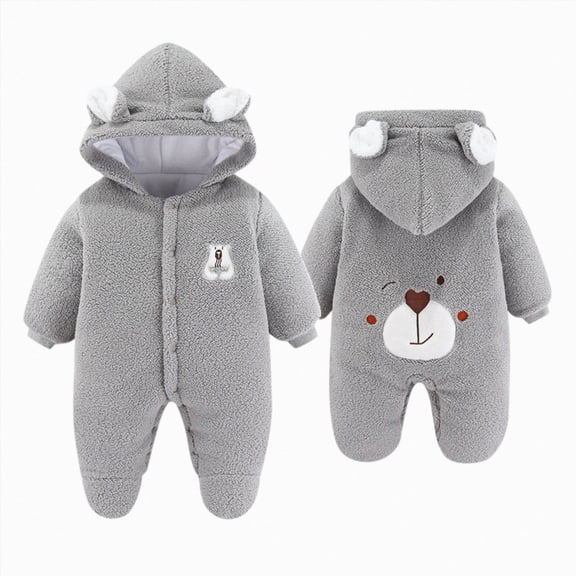 boobe Newborn Baby Boys Girls Winter Cute Warm Fleece Jumpsuit Romper Outwear Coat