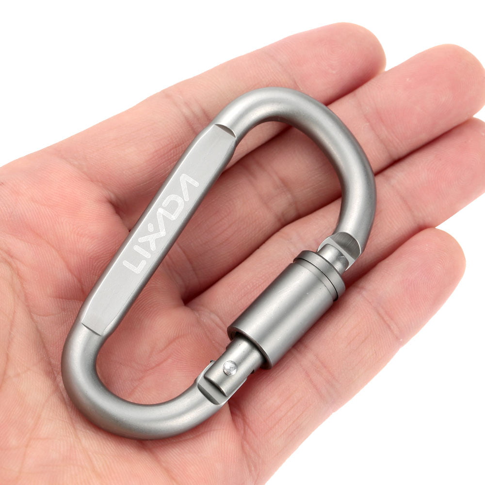 7 Piece Aluminum Carabiner Screw Lock D-ring Keychain Clip Hook Pack 