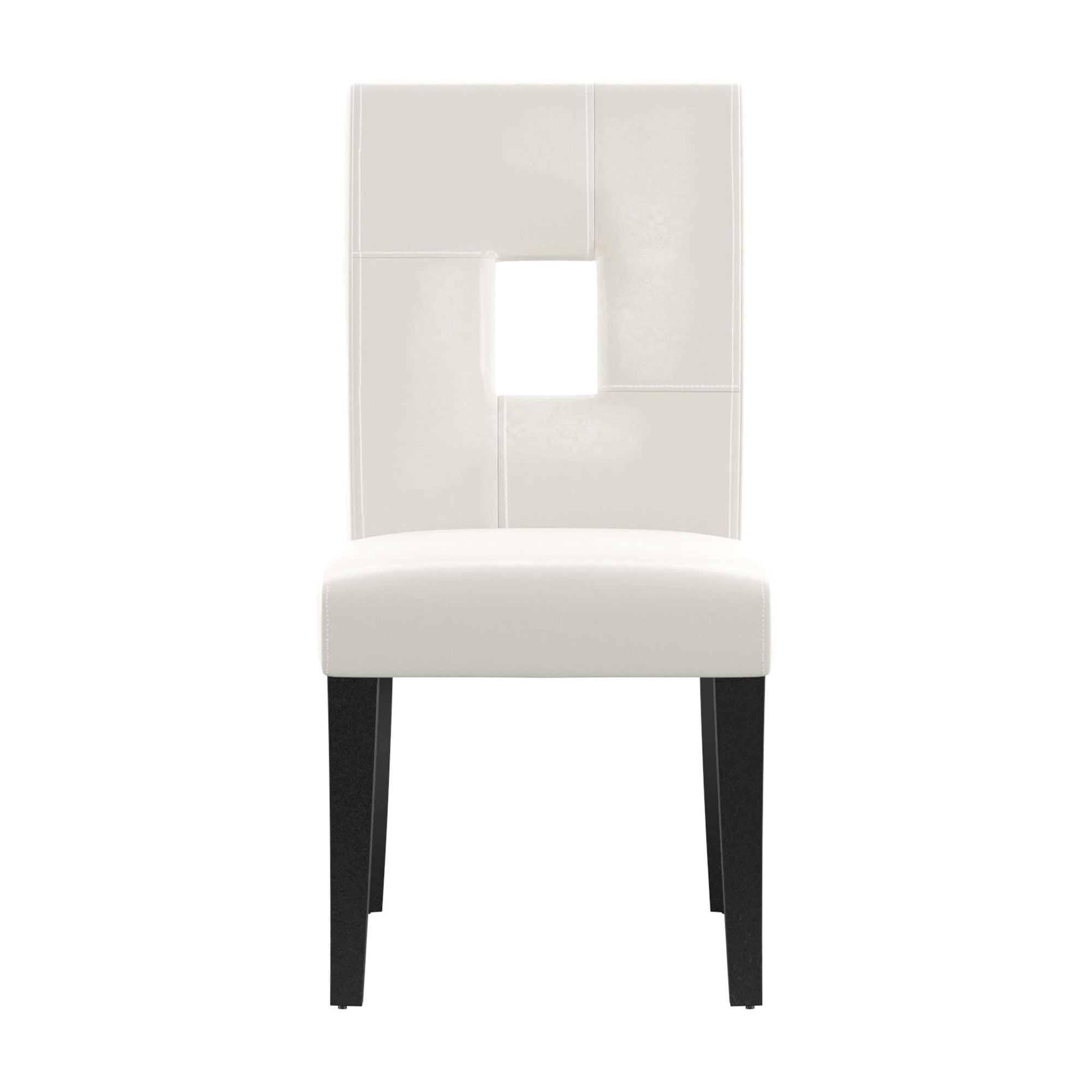 Weston Home Landen Keyhole Faux Leather Dining Side Chair, White (Set of 2)