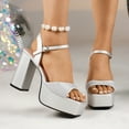 thumbnail image 3 of SACFOF Platform Sandals Women High Heels Fish Mouth Open Toe Platform Heels Chunky Heel Ankle Strap Wedding Party Dress Shoes, 3 of 6