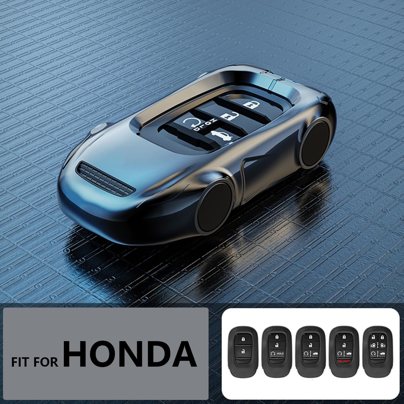 Key Cover Case, Zinc Alloy Metal Smart Key Fob Case Protector Shell Compatible with 2022 2023 2024 Honda Accord Civic HR-V CR-V Pilot