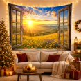 thumbnail image 3 of Mountain Sunrise Over Meadow in Rustic Window, Serene Rustic for Nature Lovers, Scenic Landscape Wall Art Decor, Housewarming Gift, Tapestry Wall Hanging for Living Room and Bedroom, 3 of 7