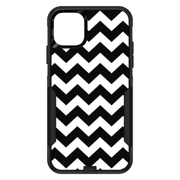 DistinctInk Custom SKIN / DECAL compatible with OtterBox Commuter for iPhone 11 Pro MAX (6.5" Screen) - Black & White Chevron Stripes - Chevron Stripes Pattern