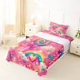thumbnail image 3 of Manfei Cute Candy Lollipop Twin Sheets, Rainbow Butterfly Bedding, Hot Pink, 3pcs, 1 Flat Sheet, 1 Fitted Sheet and 1 Pillowcase, 3 of 6