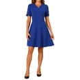 thumbnail image 1 of INSPIRE CHIC Robe de Bureau pour Femmes à Encolure Cœur Plissée à Manches Courtes Robe Fourreau Ligne A Bleu m, 1 of 5