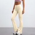 thumbnail image 2 of Flare Yoga Pants for Women Stretch High Waisted Tummy Control Leggings Comfy Casual Workout Bootcut Yoga Pants Beige S, 2 of 6