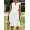 thumbnail image 3 of PRETTYGARDEN Women's Summer Dresses Sleeveless V Neck Eyelet Hollow Out Swing A Line Beach Vacation Sun Dress, 3 of 10