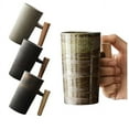 thumbnail image 1 of Nordic Earth Mugs, Japanese-style Vintage Ceramic Coffee Mug With Wood HandleGift, 1 of 5