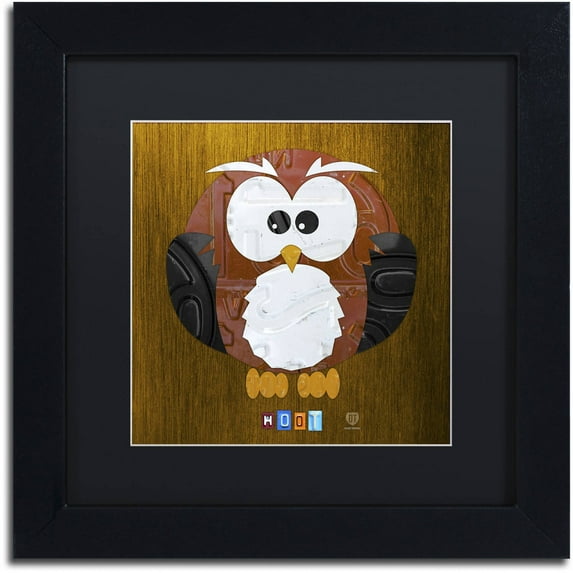 Trademark Fine Art 'Hoot The Owl' Canvas Art by Design Turnpike, Black Matte, Black Frame