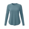 thumbnail image 6 of Chbgutlmr Womens Tops Long Sleeve Crew Neck Curved Hem T-Shirts Casual Loose Fall Comfy Basic Solid Color Tops, 6 of 7