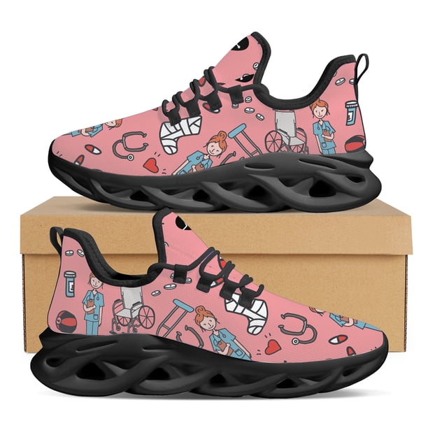 Zapatillas de enfermería planas y transpirables para mujer, zapatos casuales estampados con suministros quirúrgicos para hospitales y médicos, zapatos de enfermería bonitos de moda para invierno.