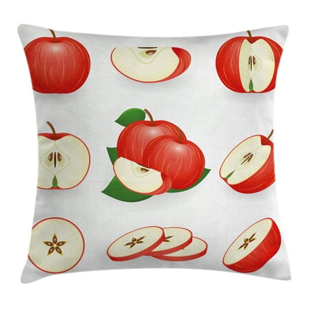 - Sweet Decor Throw Pillow Cushion Cover, Yummy Chopped Apple Slices Juicy Fresh Fruits Delicious Nature Illustration, Decorative Square Accent Pillow Case, 16 X 16 Inches, Cream Scarlet, by Ambesonne