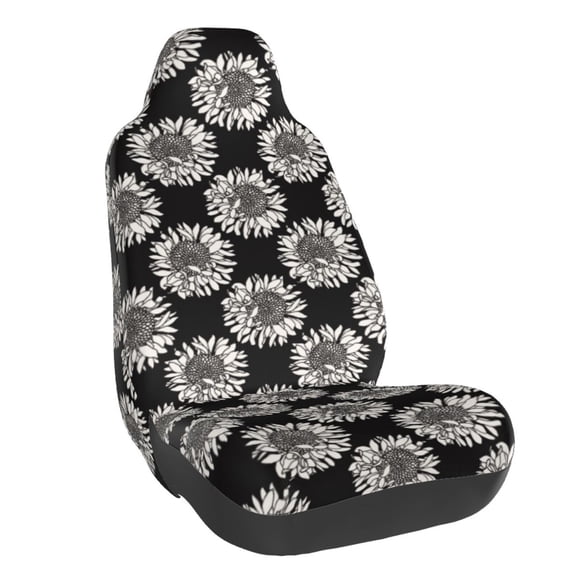 Vsdgher White Sunflowers for Automotive Seat Covers for Cars Trucks SUVs, Universal Fit Anti-Slip Bucket Seat Protector for Cars,Vehicle Seat Protector for Front Seats