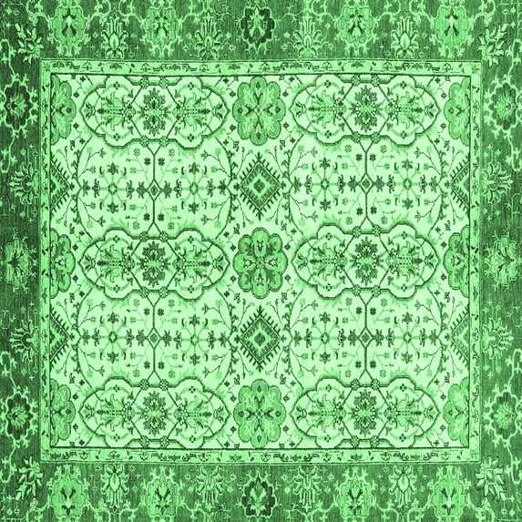 Ahgly Company Indoor Square Abstract Emerald Green Modern Area Rugs, 8' Square