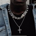 thumbnail image 3 of Men Necklace Sparkling Rhinestones Pendant Sweater Chain Hip Hop Style Titanium Steel Charm Necklace Jewelry Gift, 3 of 8