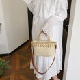 thumbnail image 3 of Bolso de hombro de paja de mujeres con bolso de mango de mango de manejo, 3 of 9