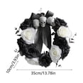 thumbnail image 3 of AZXY Gothic Halloween Front Door Wreath, Black White Rose Skull Wreath with Satin Bow, Indoor Outdoor Spooky Halloween Decor for Window Mantel Home Party, 3 of 6
