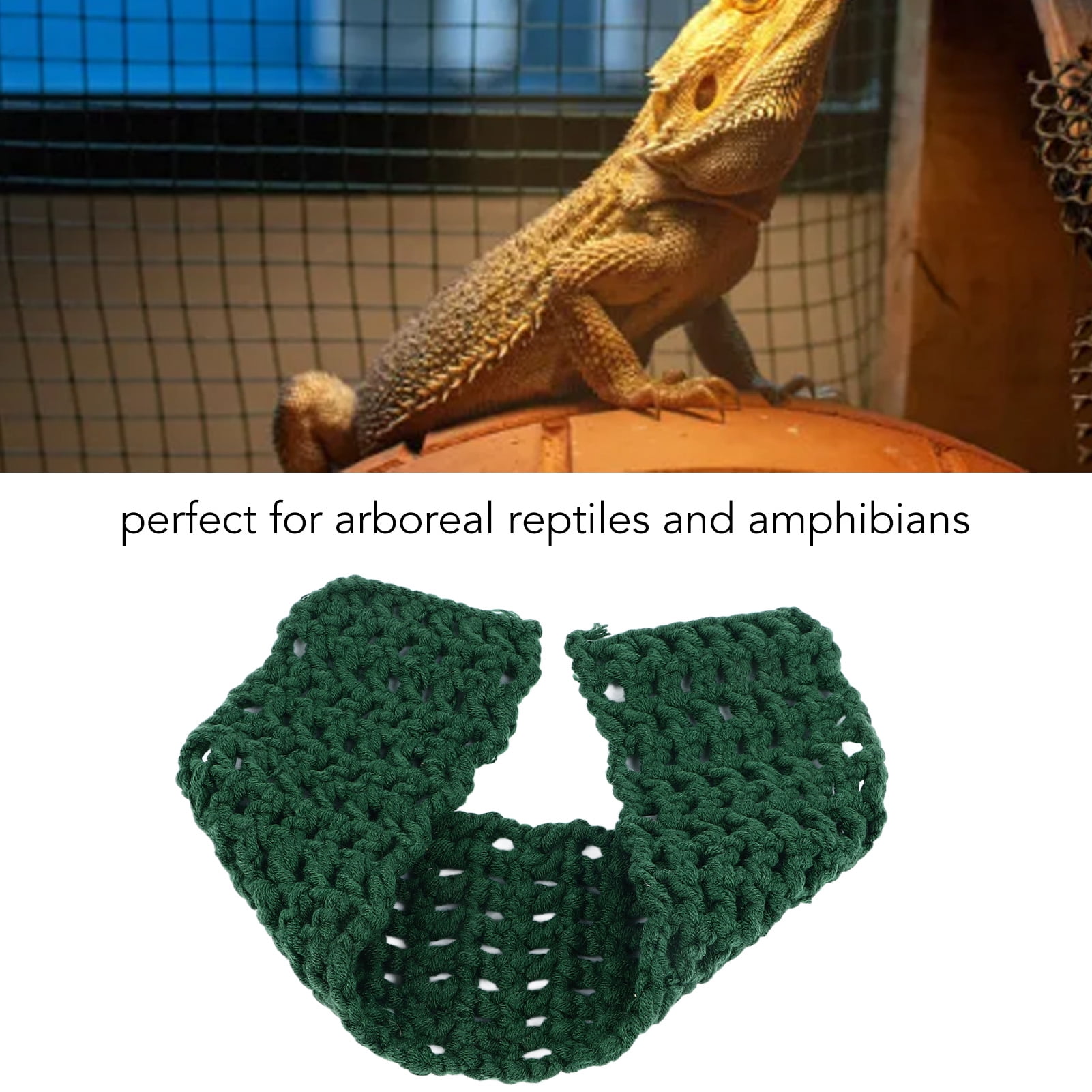 Reptile Climbing Net Lizard Accessories Bearded Dragon Hammock Green Soft Woven Cotton Rope Suction Cups Reptile Climbing Net For Cage Indoor Decoration Walmart