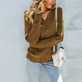 thumbnail image 5 of Dark Brown Women's V-Neck Sweater, Loose & Breathable Thermal Knit Long Sleeve Pullover for Winter, Size M, 5 of 8