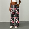 thumbnail image 6 of Hearthz Flannel Fuzzy Pajama Pants Bow Fluffy Fuzzy Fleece Elastic Waist Wide Leg Lounge Pants with Pockets Fall Winter Warm Pajama Bottoms, 6 of 6