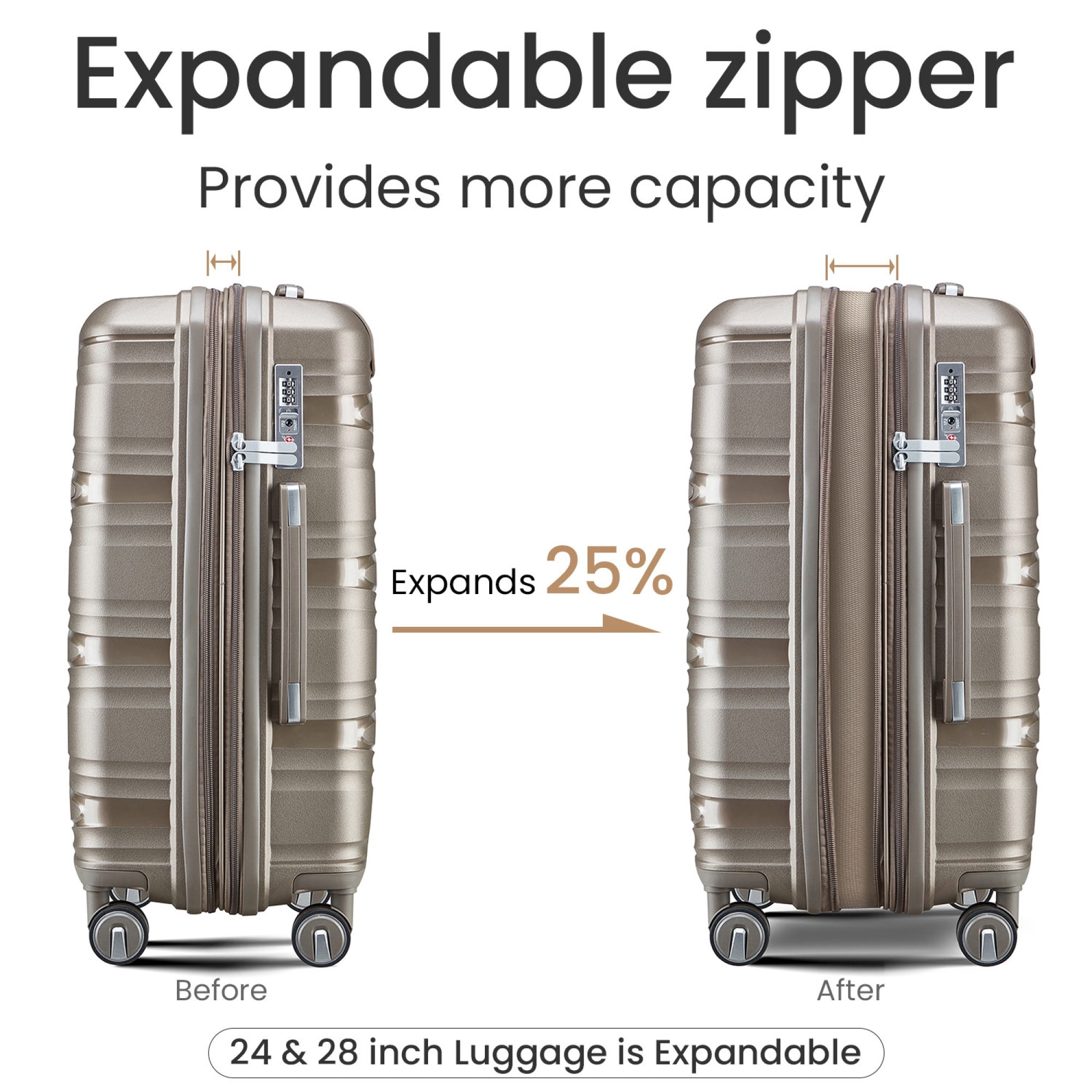 Luggage 4 Piece Sets(14/20/24/28), Hard Shell Lightweight TSA Lock Carry on Expandable Suitcase with Spinner Wheels