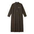 thumbnail image 4 of Mens Abaya Arabic Thobe Traditional Middle Robe with Buttons Long Sleeve Comfortable Daily Wear Coffee XL, 4 of 4
