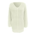 thumbnail image 7 of WTXUE Long Sleeve Dress, Women's Ladies Loose V-Neck Mid Length Dress Knit Sweater PUllover, White Dress Women, White 2XL, 7 of 7