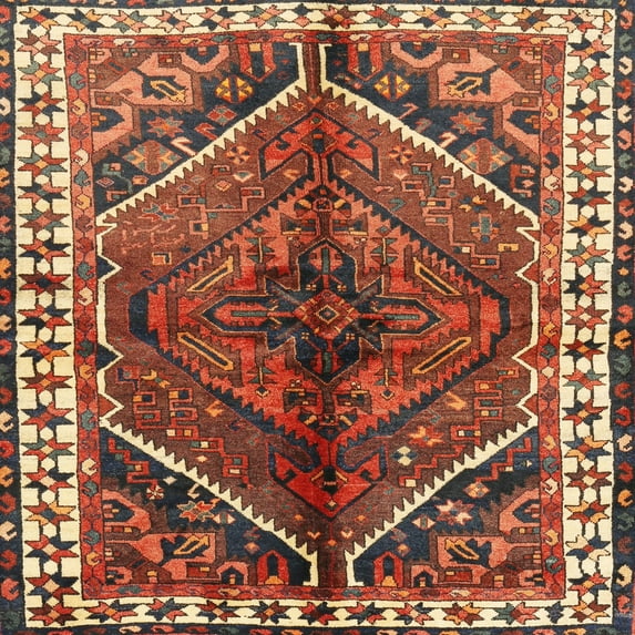 Ahgly Company Indoor Square Traditional Red Persian Area Rugs, 3' Square