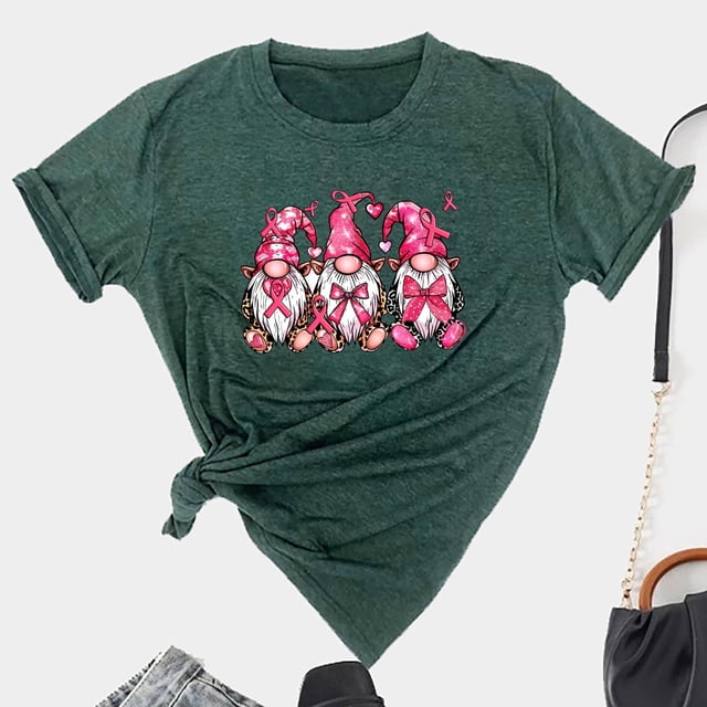 Simua Breast Cancer T-Shirts for Women Pink Ribbon Breast Cancer Awareness T-Shirt Short Sleeve Summer Fall Tee Top