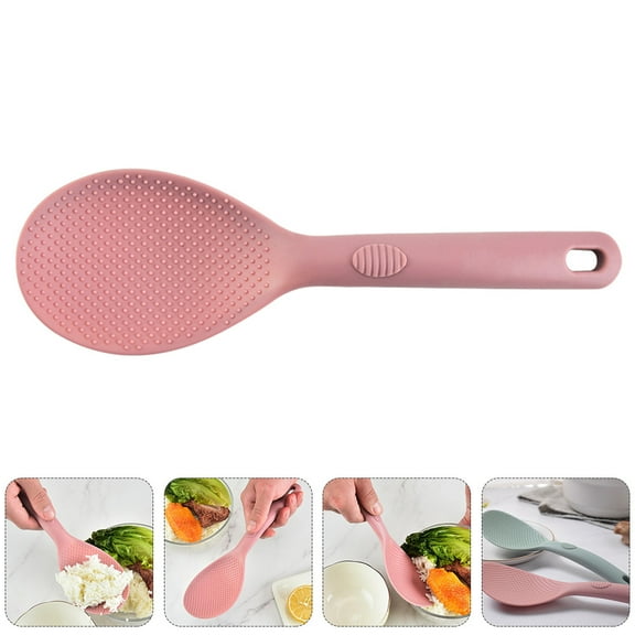 Niceauty 1Pc Pink Silicone Rice Paddle with Hanging Hole for Kitchen Storage
