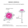 thumbnail image 5 of Rosec Jewels Created Pink Sapphire Floral Ring with Moissanite - Cocktail Ring (AAAA Grade), 925 Sterling Silver, US 4.00, 5 of 8