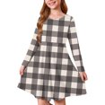 thumbnail image 2 of Edvintorg Christmas Princess Dress for Kids Girls 4-14 Fashion Cute Plaid Printing Round Neck Long Sleeve Fall Winter Dress Girls School Outfits Girls Dresses, 2 of 5