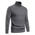 thumbnail image 5 of Gibobby Suéter ligero hombre Suéter de cuello alto para hombre, estilo informal, de punto trenzado, para hombre(Gris oscuro,M), 5 of 5