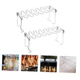 thumbnail image 4 of Minkissy Support de Gril en Acier Inoxydable 2 Pcs, Grille BBQ Argentée pour Cuisson Extérieure, 4 of 8