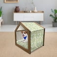 thumbnail image 3 of Palm Leaf Pet House, Green Leaves of Coconut Palms Watercolor Style Fresh Nature Pattern, Outdoor & Indoor Portable Dog Kennel with Pillow and Cover, 5 Sizes, Fern Green Pale Green, by Ambesonne, 3 of 5