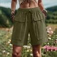 thumbnail image 3 of 2026 Womens Summer Shorts with Pockets 100% Cotton Casual Fashionable Cargo Five Quarter Shorts, 3 of 7