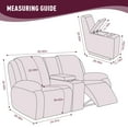 thumbnail image 4 of Timeles 2 Seat Recliner Sofa Covers with Middle Console Slipcover, Loveseat Recliner Couch Cover Stripe Jacquard Furniture Protector Covers with Elastic Bottom for Kids, Pets (Burgundy), 4 of 6
