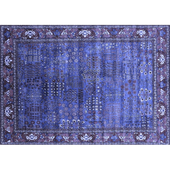 Ahgly Company Indoor Rectangle Oriental Blue Traditional Area Rugs, 7' x 10'