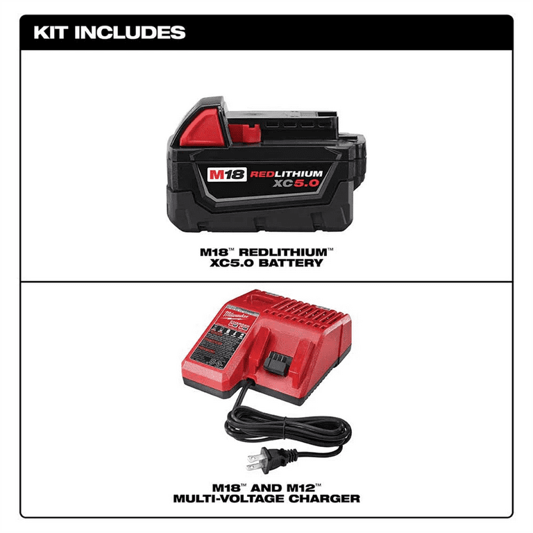Milwaukee 48 59 1850 M18 REDLITHIUM XC 5.0Ah Battery Charger Starter Kit