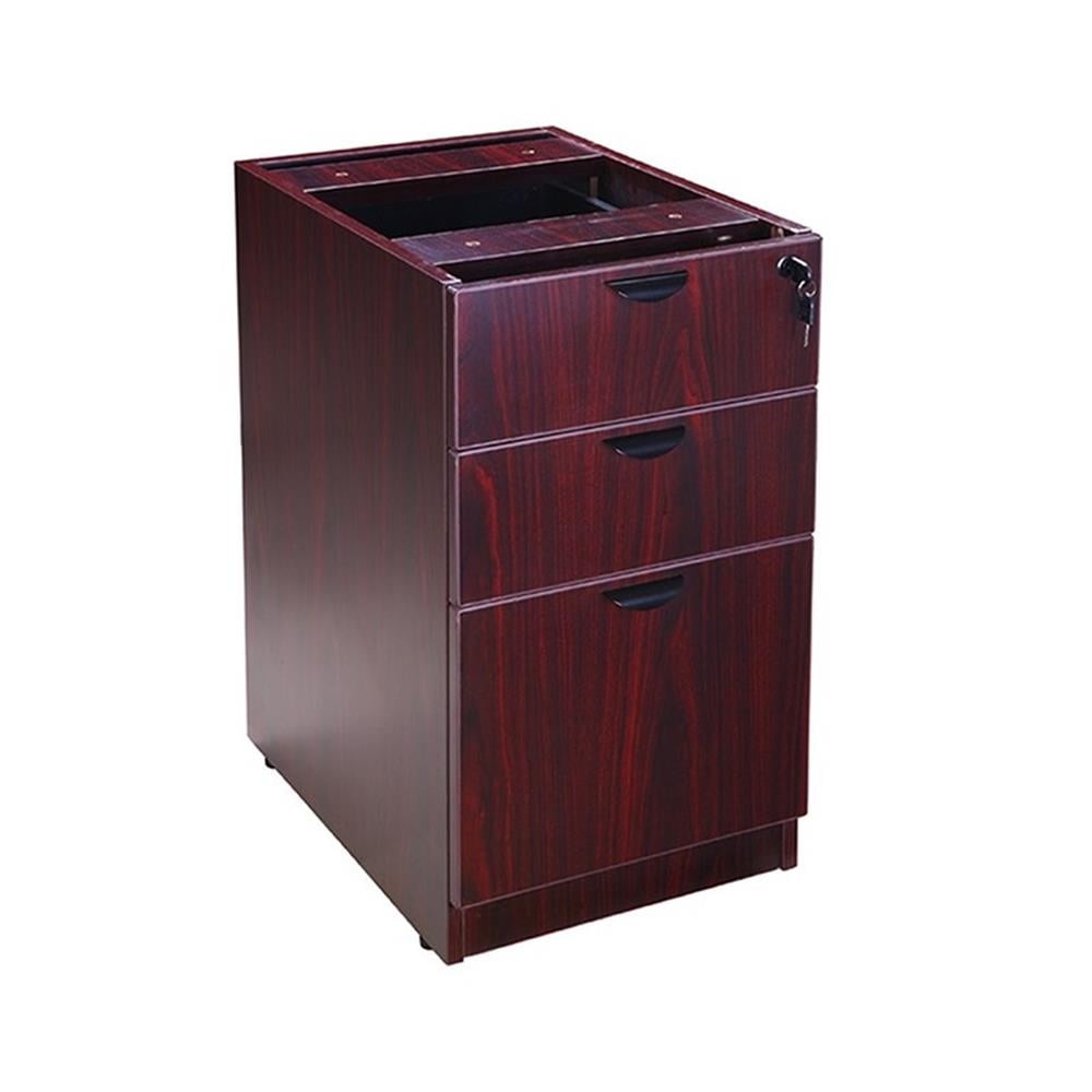 Boss Office Products 71" Reception L-Shape Desk with File Pedestal in Mocha