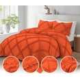 thumbnail image 3 of D.N.G. BEDDINGS 3 Piece Luxurious Diamond Ruffle Comforter Set Super Soft, All Season Pintuck 800 Thread Count, 100% Egyptian Cotton, Oversized Super King Size Orange Color, 3 of 9