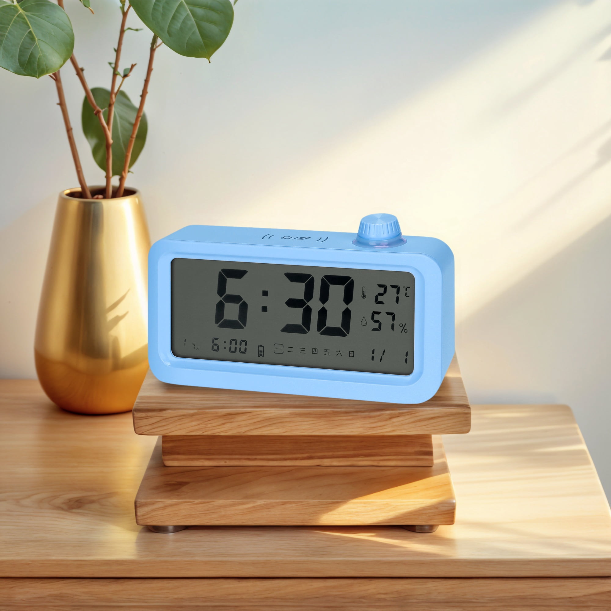Unique Bargains Triple Digital Alarm Clock Snooze for Deep Sleepers Blue